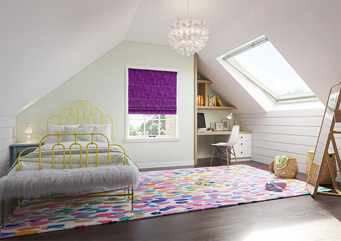 Caen Chenille, Purple - Motorised Roman Blind - Image 6